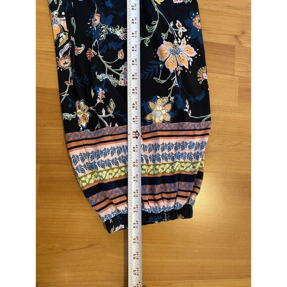 Anthropologie Blue S  Floral‎ Luka Size Jogger Jumpsuit Tassel Drawstring Waist - Picture 12 of 14